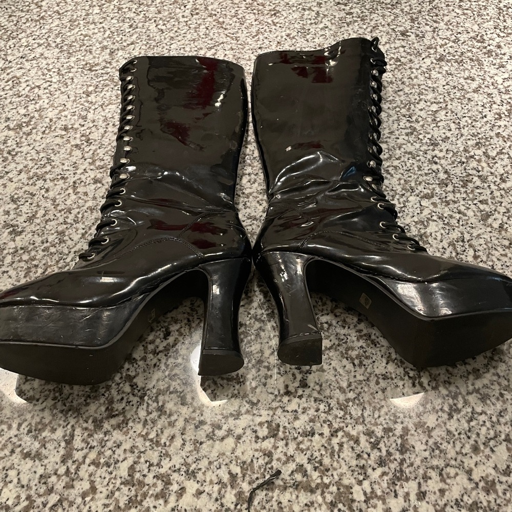 2 PAIRS OF FUN BLACK KNEE HIGH BOOTS ! - Picture 2 of 11